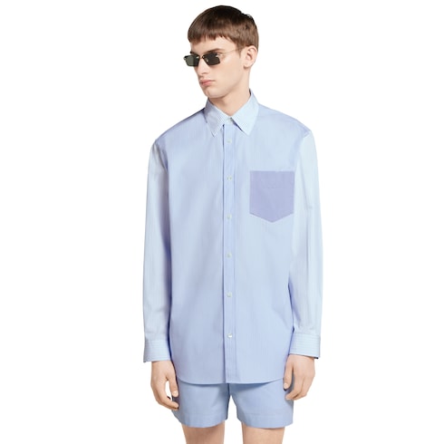 Striped cotton shirt with embossed logo