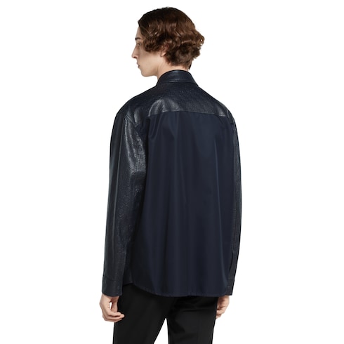GG leather and nylon shirt