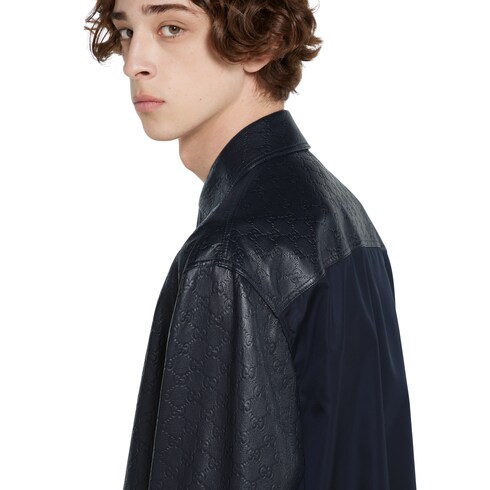 GG leather and nylon shirt