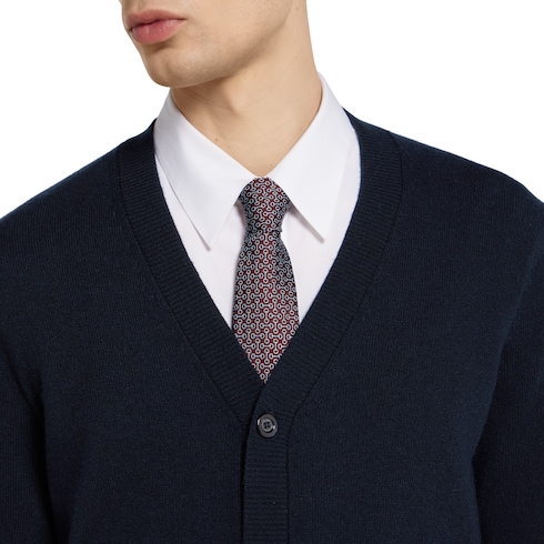 Cardigan in cashmere fine con intarsio
