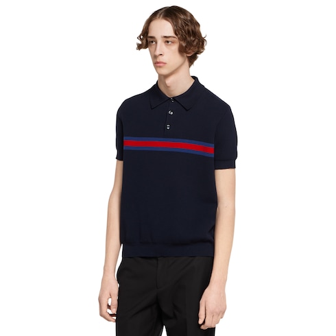 Polo en piqué de coton avec bande Web