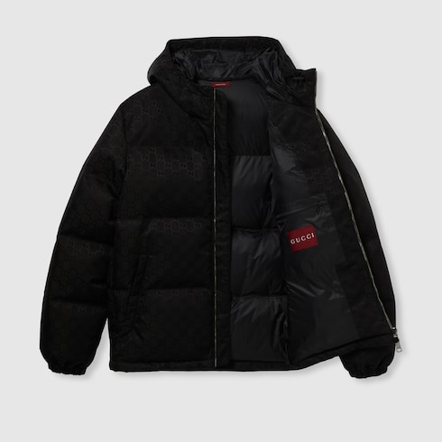 Chaqueta de plumón de lona de nylon con GG