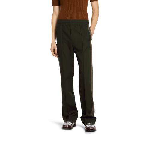 Pantalone in twill di lana con logo