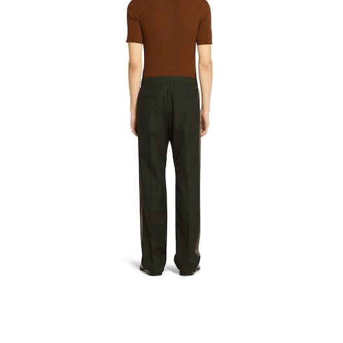 Pantalon en twill de laine avec logo