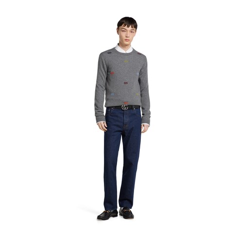 Pullover aus feinem Kaschmir mit Intarsie
