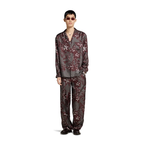 Pantalon en twill de soie imprimé
