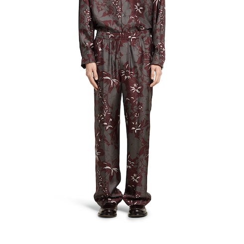 Pantalon en twill de soie imprimé