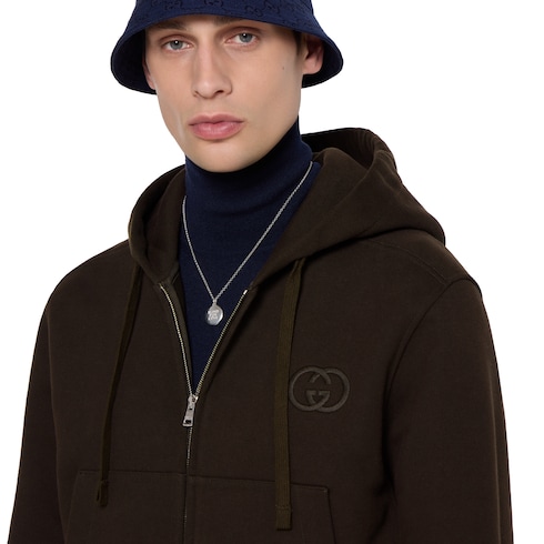 Brushed cotton jersey zip sweatshirt