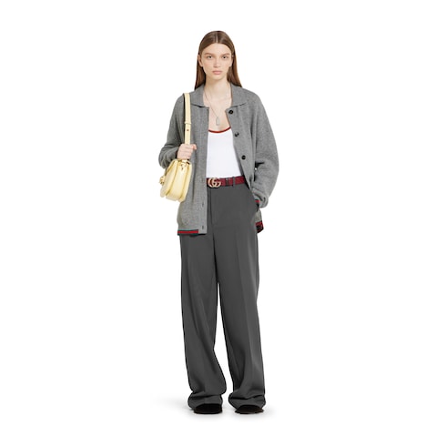 Wool and cashmere cardigan with Web