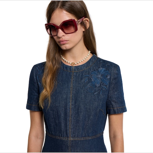 Denim dress with embroidery