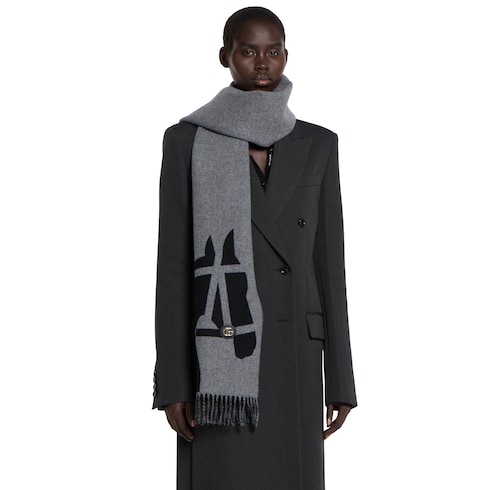 Wool scarf with jacquard motif