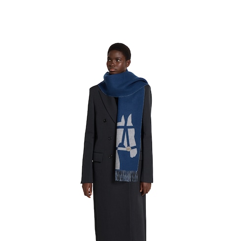 Wool scarf with jacquard motif