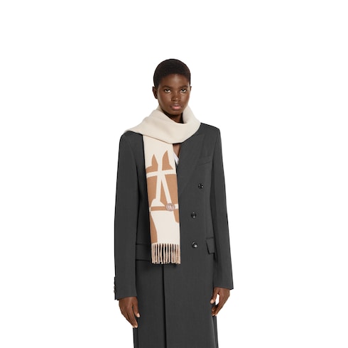 Wool scarf with jacquard motif