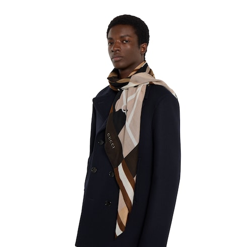 Cashmere shawl with equestrian motif