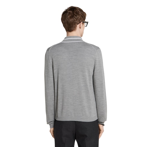 Cardigan in maglia di lana fine con intarsio
