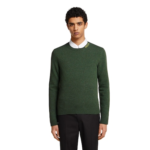 Pullover aus gefilztem Wollstrick mit Intarsie