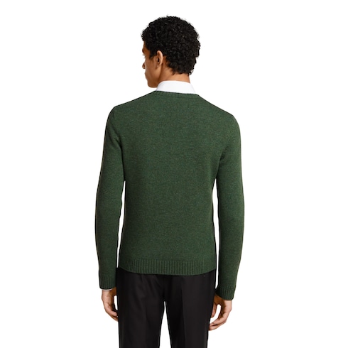 Felted wool knit sweater with intarsia