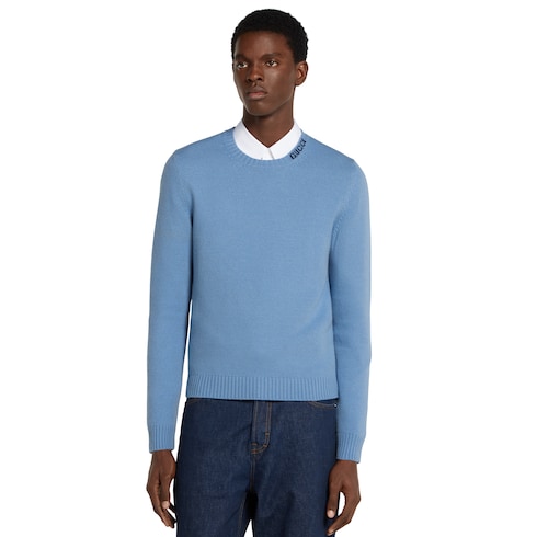 Felted wool knit sweater with intarsia
