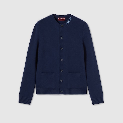 Cardigan in maglia di lana con effetto infeltrito e intarsio