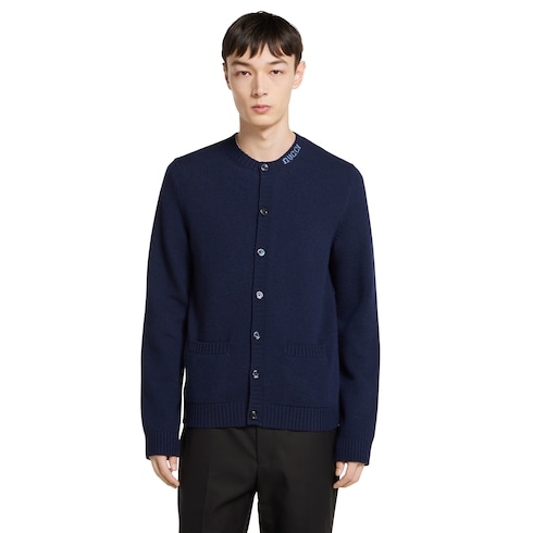 Cardigan aus gefilztem Wollstrick mit Intarsie