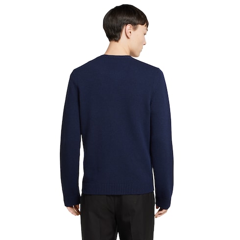 Cardigan in maglia di lana con effetto infeltrito e intarsio