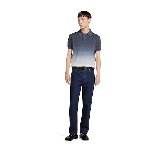 Polo de jacquard de punto de algodón con GG