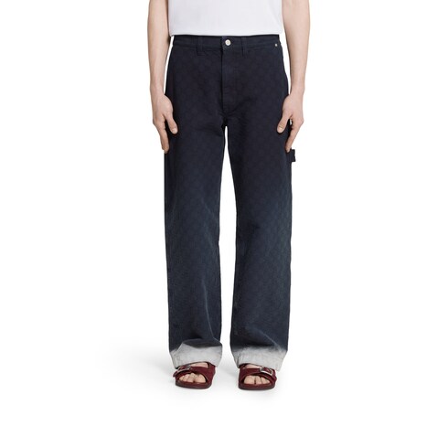 Bleached GG cotton denim jacquard pant