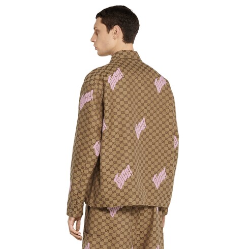 Embroidered canvas linen blend jacket