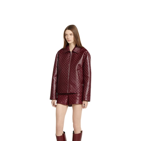 Übergroße Jacke aus Leder mit geprägtem GG