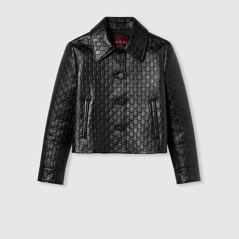 Jacke aus Leder mit GG Prägung