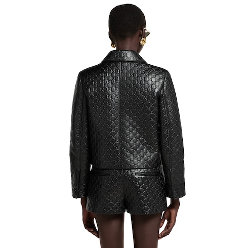 Jacke aus Leder mit GG Prägung