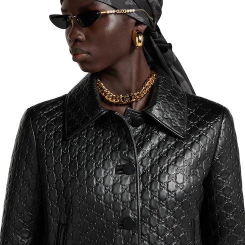 Embossed GG leather jacket
