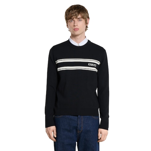 Silk cotton sweater with intarsia