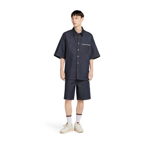 Hemd aus Selvedge-Baumwolldenim mit Logo
