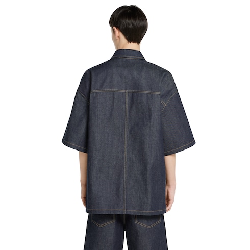 Chemise en denim à liseré en coton avec logo