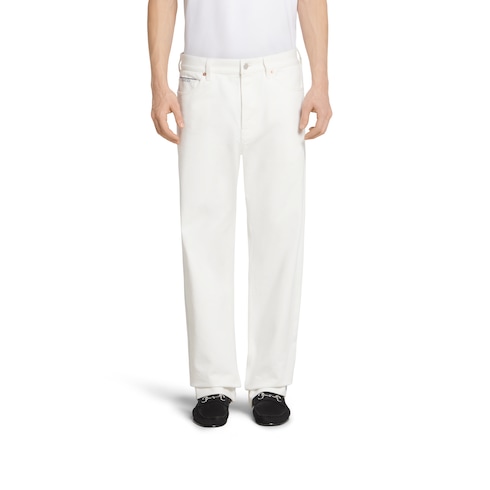 Pantalon en denim à lisière en coton