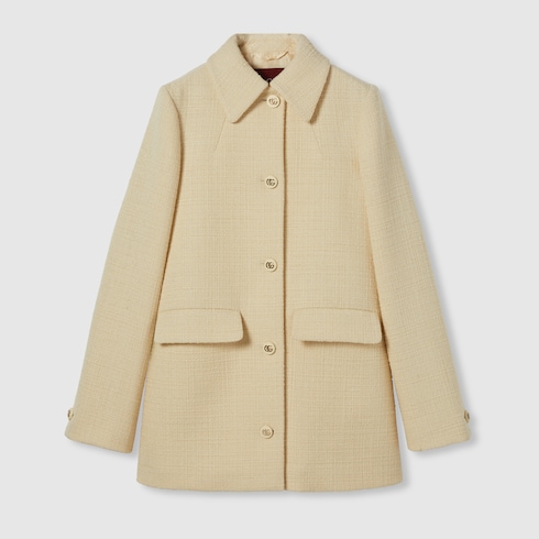 Textured wool tweed coat