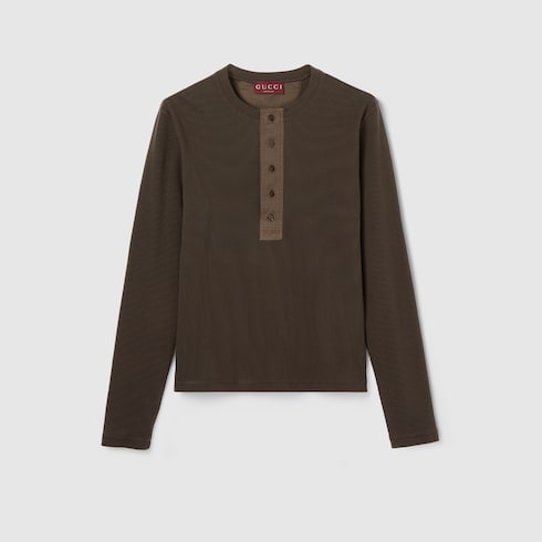 T-shirt in cotone a coste con ricamo