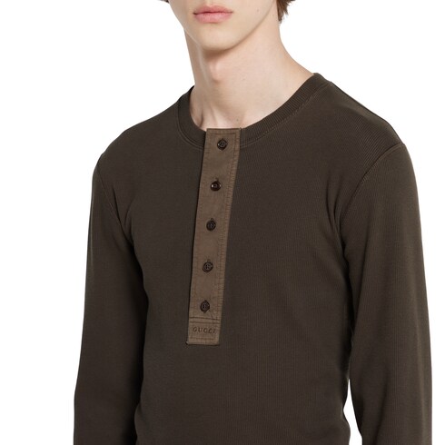 T-shirt en coton côtelé avec broderie