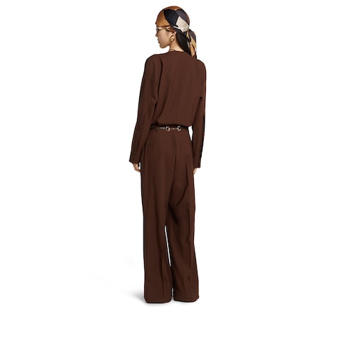 Jumpsuit aus leichter Wolle mit Horsebit-Gürtel