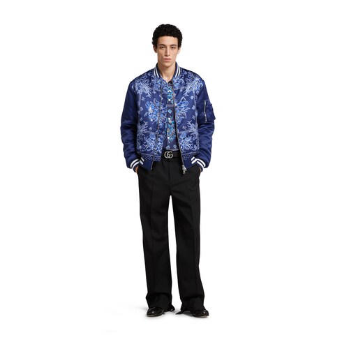 Jacke aus Satin mit Print und Reißverschluss