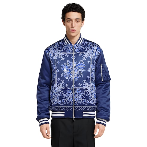 Giacca in raso stampato con zip