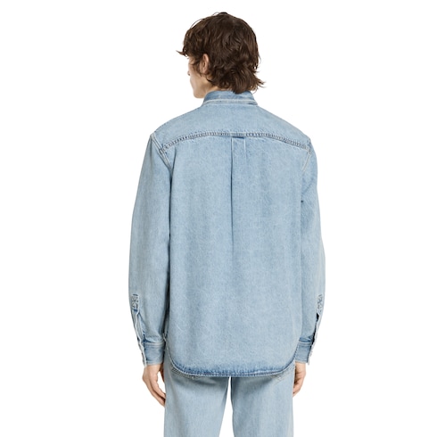 Chemise en denim délavé avec insert GG