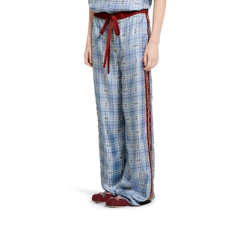 Pantalone in twill di seta stampato