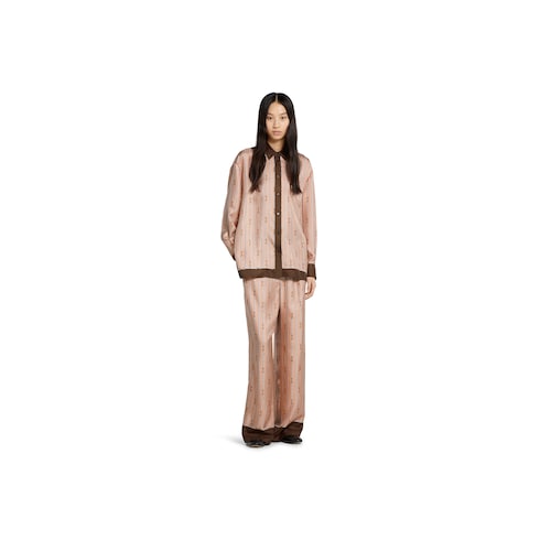 Pantalone in twill di seta stampato