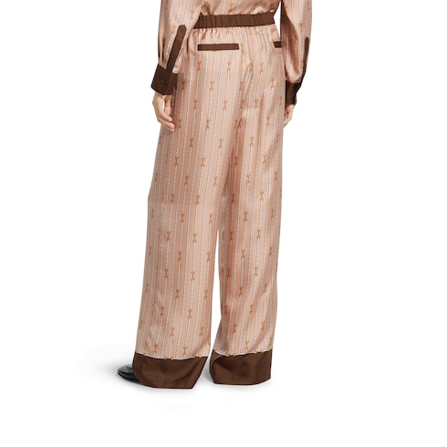 Pantalone in twill di seta stampato