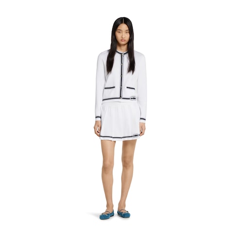Stretch cotton skirt with intarsia