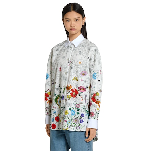 Chemise en popeline de coton à imprimé