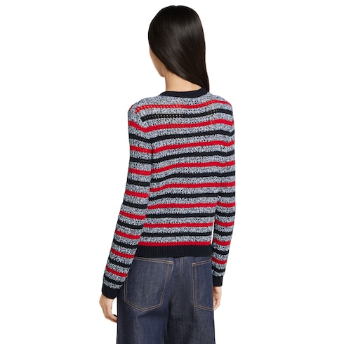 Striped cotton cardigan with intarsia