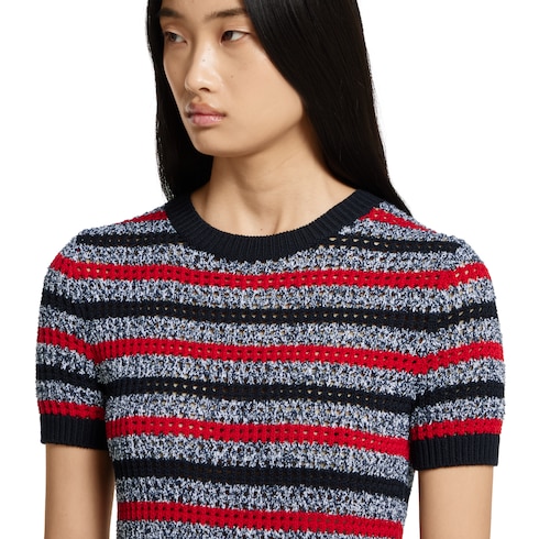 Striped fine cotton knit dress